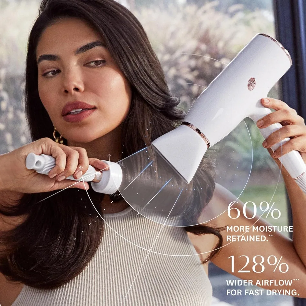 مجموعة فرش ومجفف الشعر الأيونية الاحترافية من AireLuxe، مع 5 إعدادات للحرارة و3 إعدادات للسرعة، ومولد أيون، وقطة رائعة