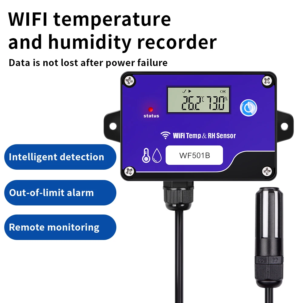 Sensor de Temperatura e Umidade Display Lcd Overlimit Buzzer Alarme Função de Transmissão Wifi Estufa Armazém