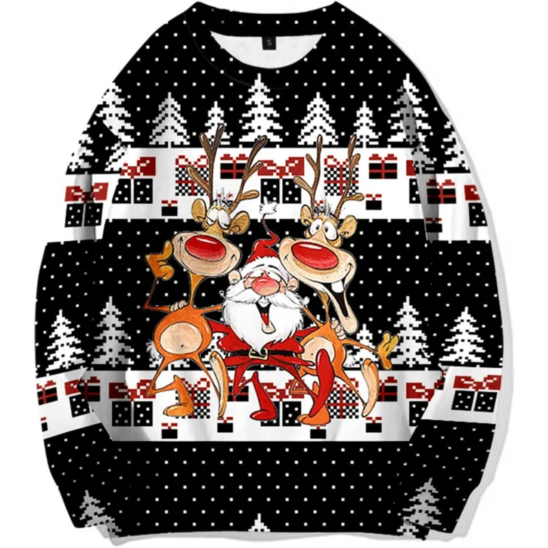 

Ugly Christmas men's and women's sports shirts with fun patternspulloversplus size Christmas partysimpleneutralnovel tops