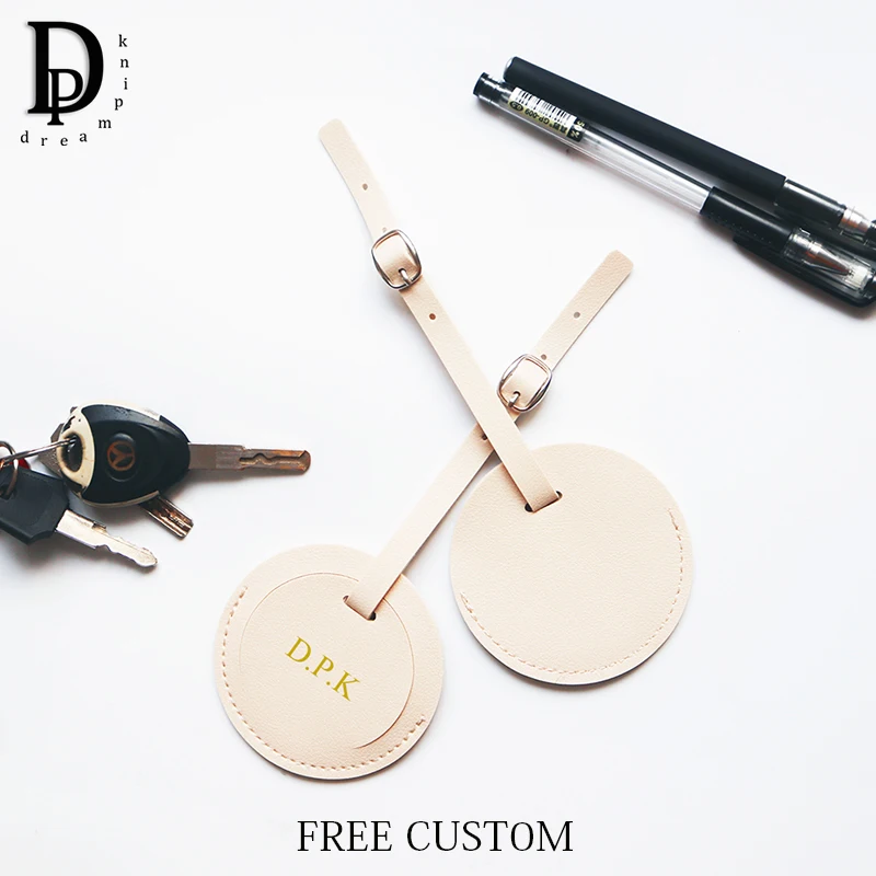 Custom Name Portable Travel Luggage Tag Engrave Company Logo Wholesale Suitcase Label Fashion Leather Trip Essential Accessories