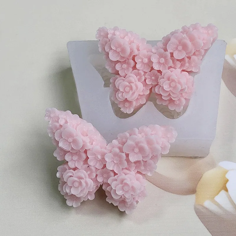 Molde de silicona con forma de mariposa y flores, herramienta de decoración de pasteles, Fondant, artesanía de azúcar, Chocolate, caramelo, arcilla, pasta de goma, molde de jabón