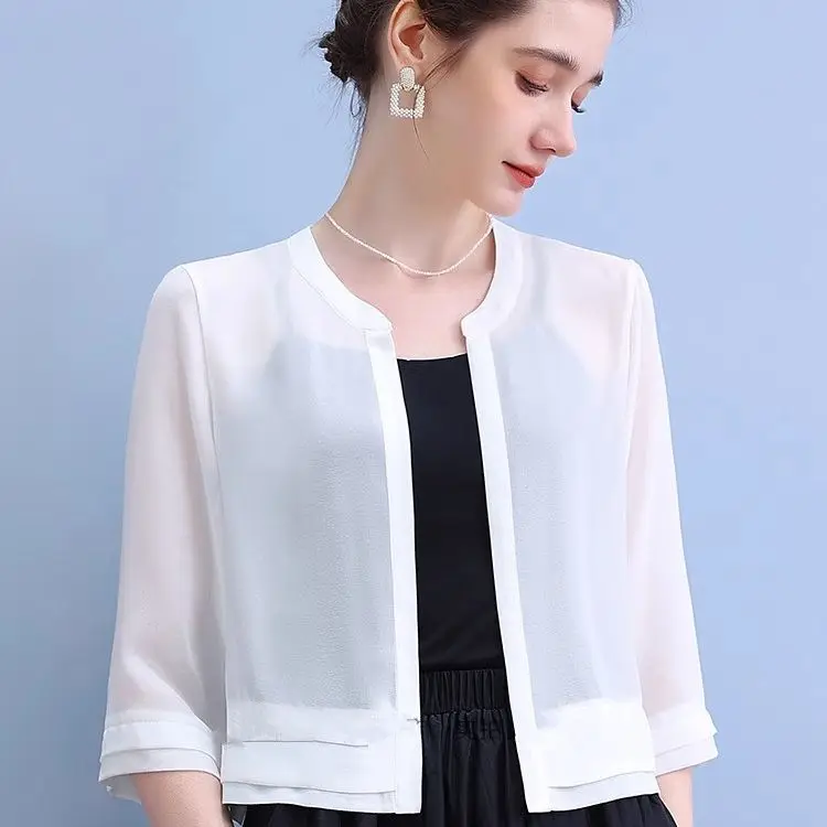 

Chiffon Shawl Women's Summer Thin Cardigan Shirt 2025 New Sunscreen Short Top For Women