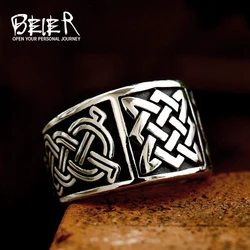 BEIER 2023 New Fashion Slavic Star Of Russia Ring Svarog Amulet Ring For Men Stainless Steel Vintage Jewelry Wholesale Gift