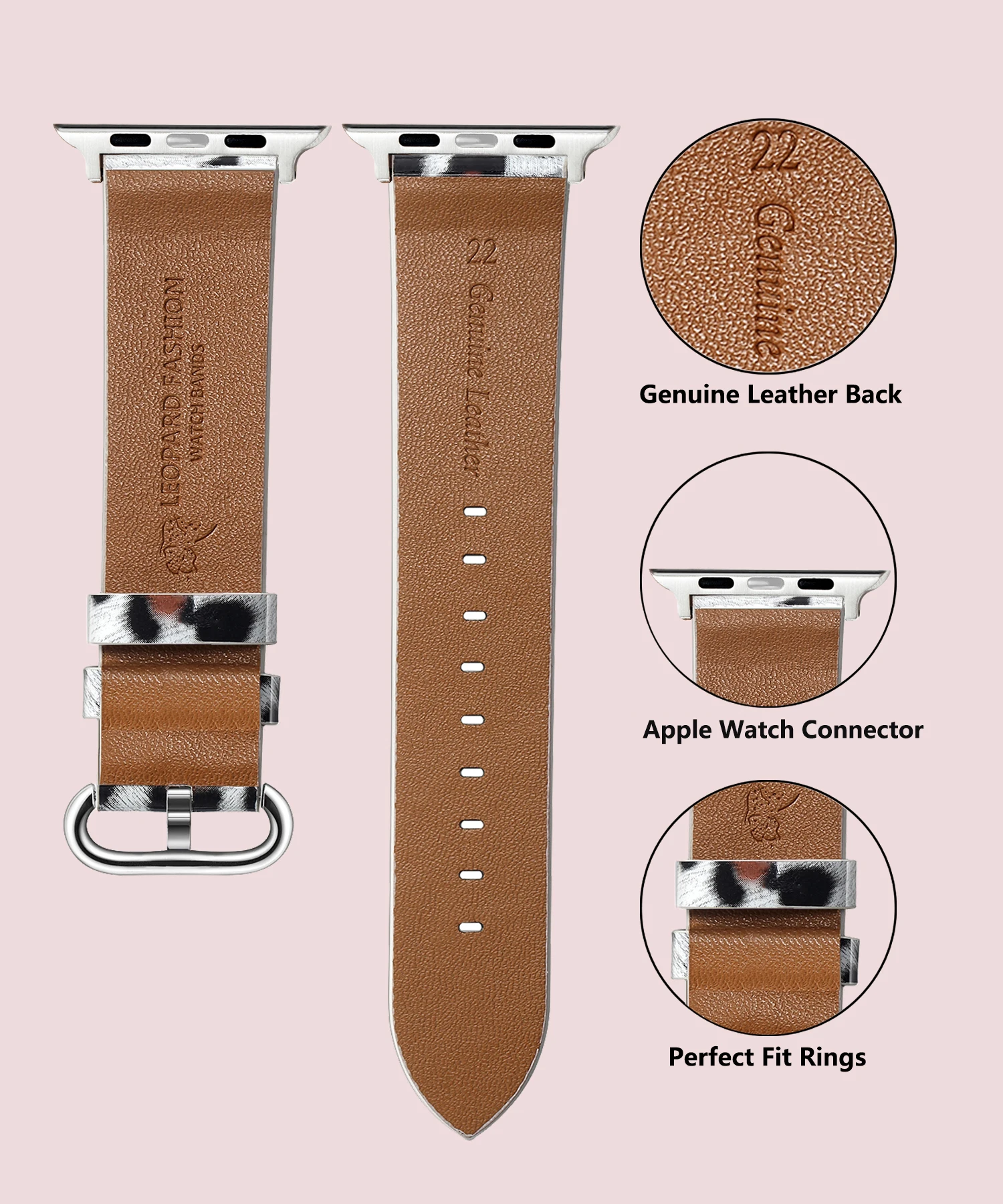 Leopard Leather Strap For Apple Watch Band 44mm 40mm 45mm 41mm 49mm 42mm 38mm 44 45 mm iwatch series 7 se 3 4 5 6 8 Ultra band