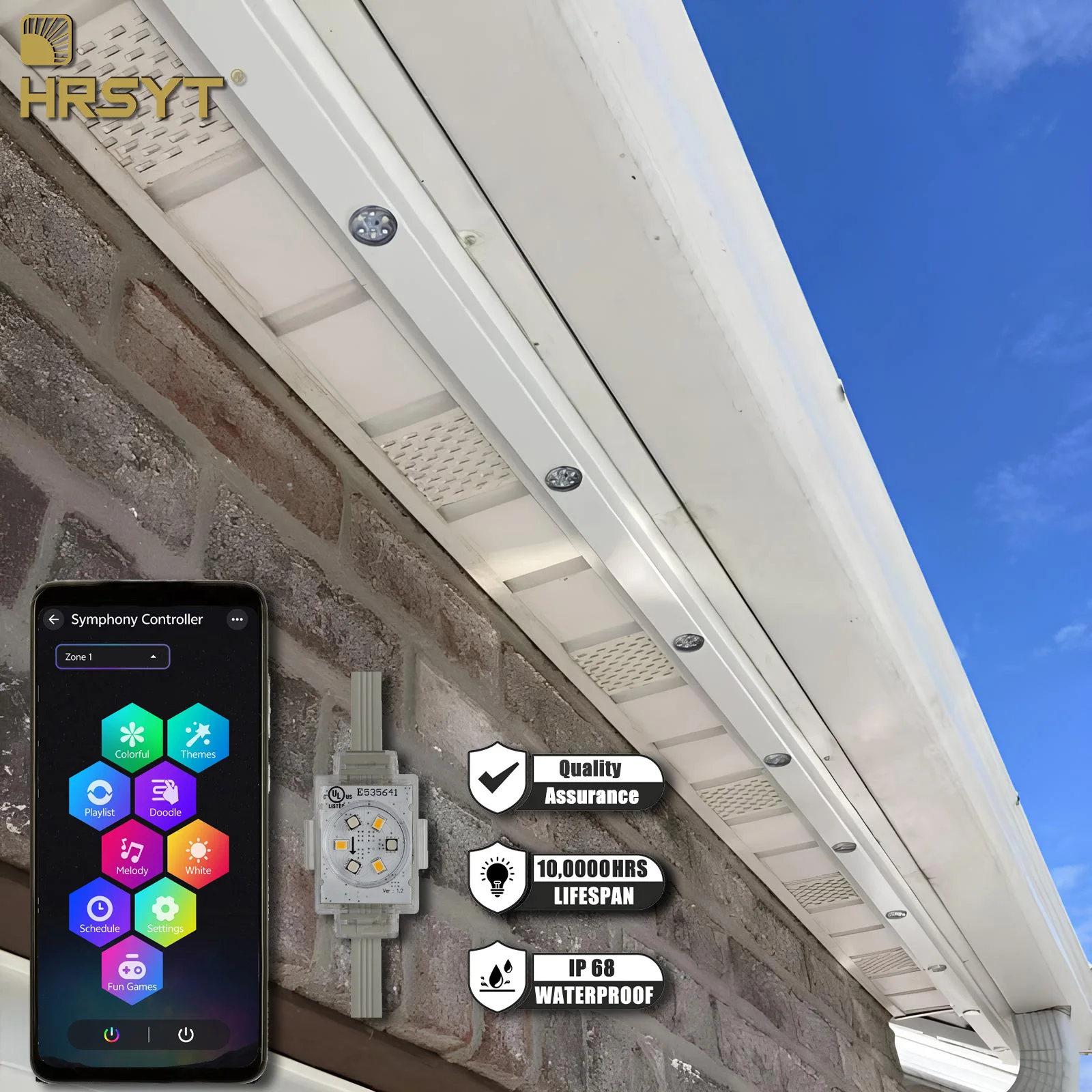 HRSYT LED Pixel Light IP68 Waterproof 5 Years Warranty Long Lifespan Permanent Outdoor House Christmas Holiday Lighting