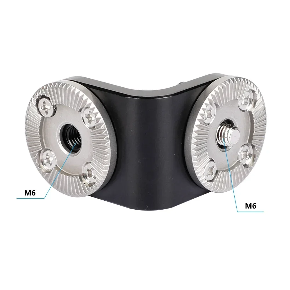 Dual Arri Rosettes Extension Mount Connector Met Centrale M6 Draad En Verstelbare Duimknop Voor Camera Rig Handgreep