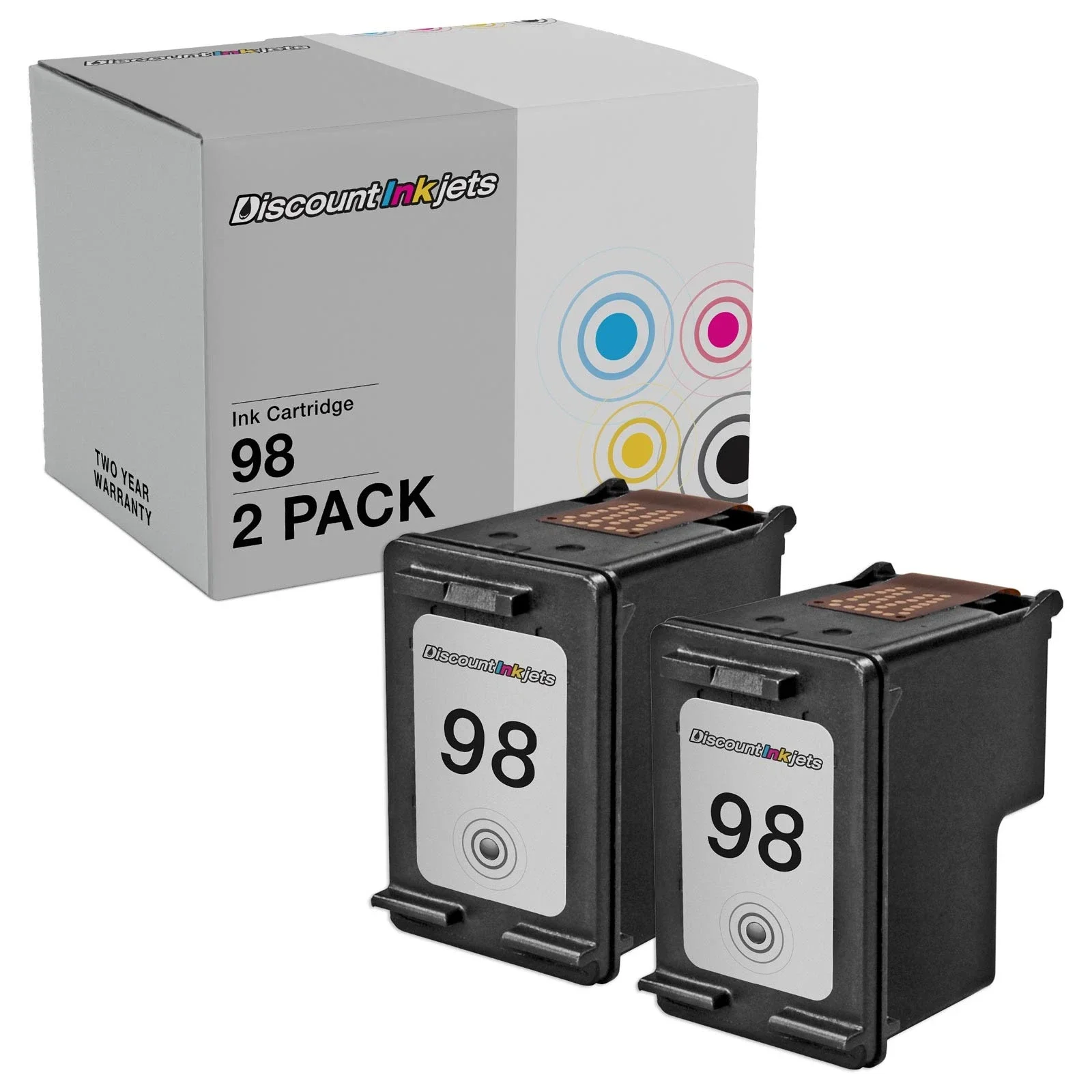 

2 C9364WN Black Printer Reman Ink Cartridge for HP 98 HP98 OfficeJet 6310xi