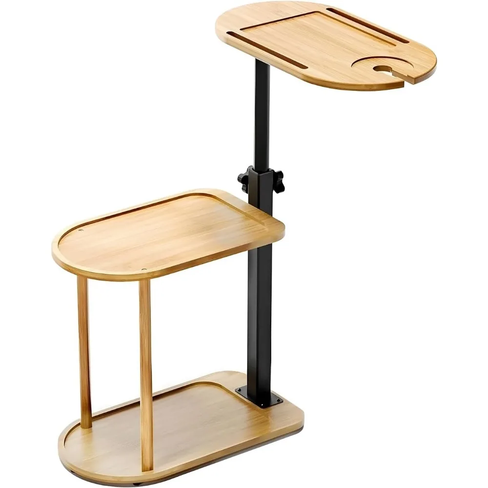 صينية حوض استحمام من الخيزران مكونة من 3 طبقات مع 360 درجة ° طاولة جانبية دوارة قابلة للتعديل للحمامات والشقق الصغيرة #2