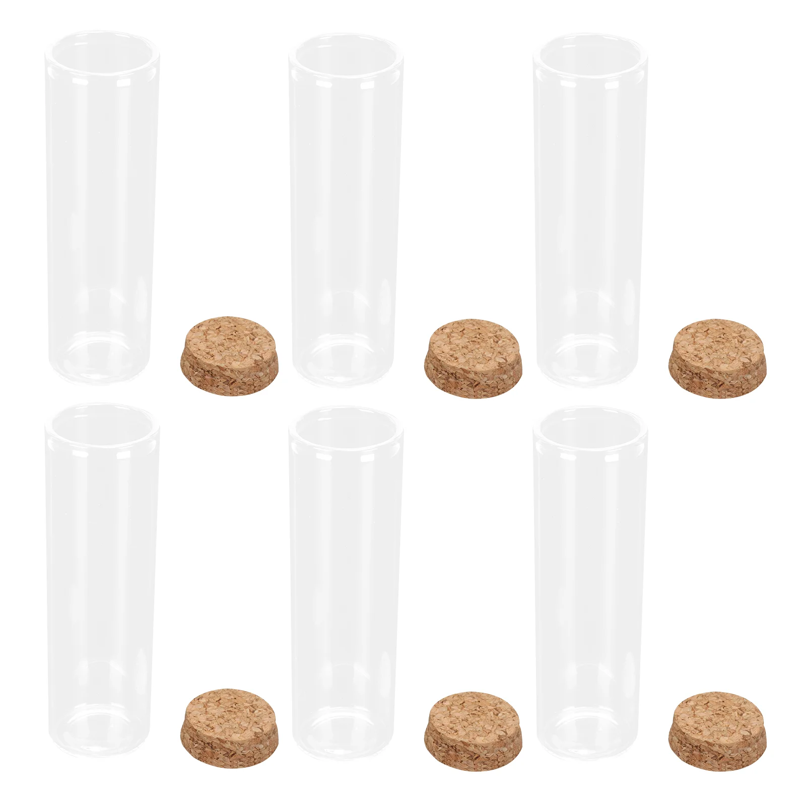 

6 Pcs Tube Cork Glass Bottle Candy Jar Test Tubes with Wooden Storage Bottles Transparent