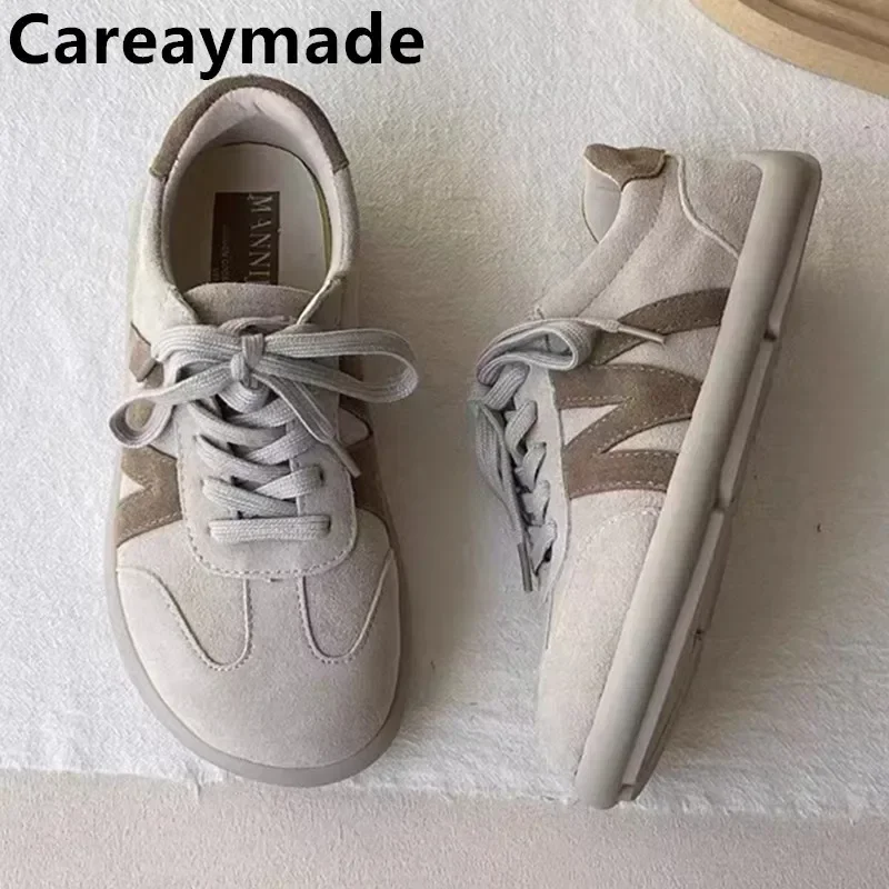 Careaymade-Genuine Leather Soft soled women's shoes cowhide breathable Wide toes German training shoes flat Casual single shoes