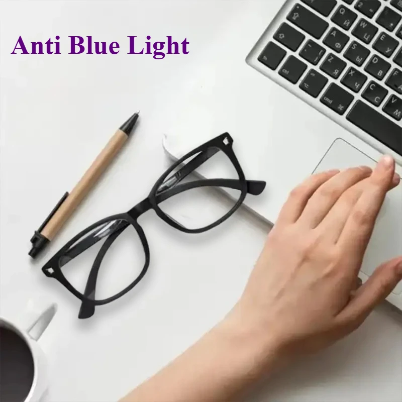 Anti Blue Light Glasses Square Eyeglasses Frame Anti Ultraviolet  Flat Light Glasses Computer Game Glasses Smooth Eyeglass Legs