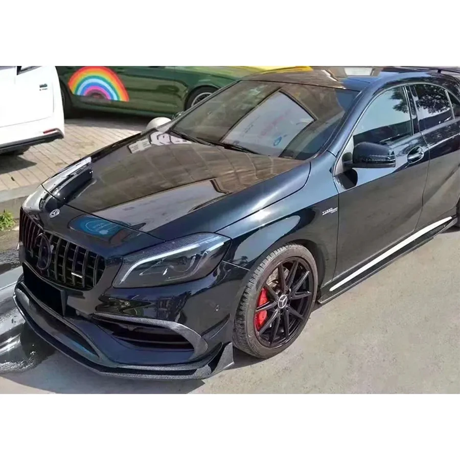 For Mercedes Benz A Class AMG W176 A45 Carbon Fiber Car Front Bumper Diverter Spoiler Diffuser Front lip chin Car Accessories view 3