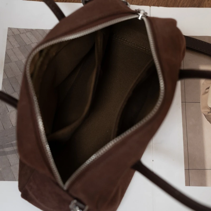 Vintage Suede Cowhide Tote Bags High Quality Designer Luxury Boston Handbag Winter New in Women's Bags Korean Hand Bag Ladies