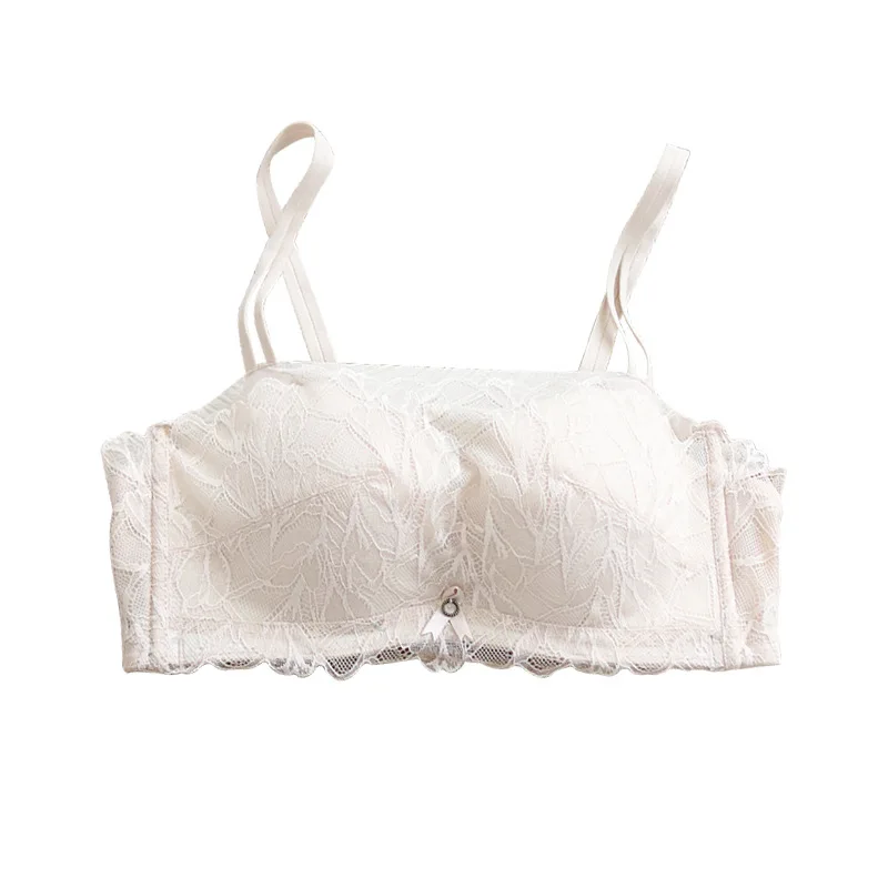

Sexy Lace Strapless Bra Gathering Anti Glare Strapless Silk Bra Summer Soft and skin friendly Adjustable Bra