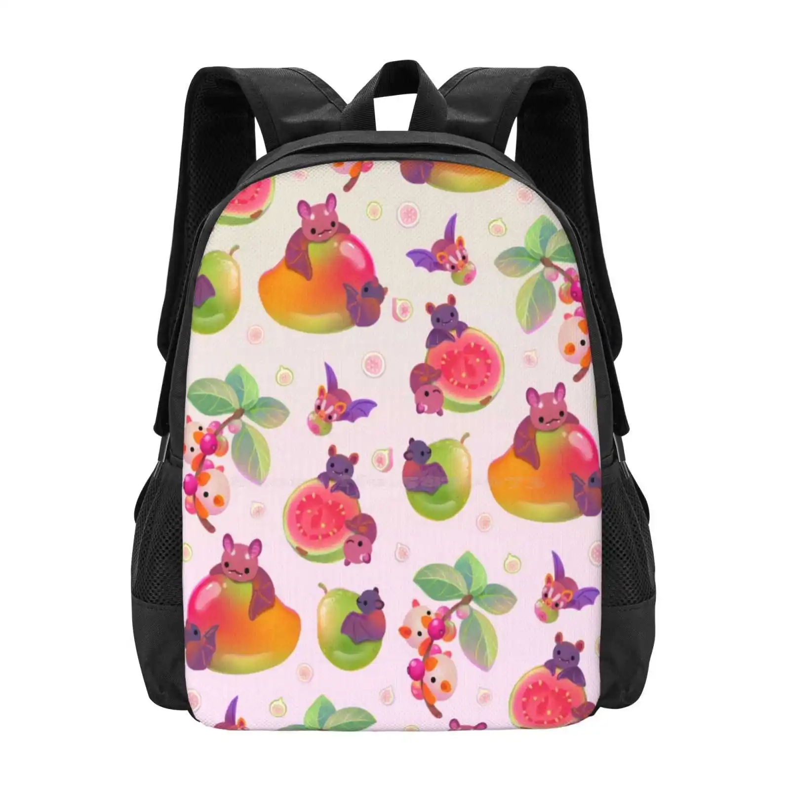 Fruit And Bat - Pastel Hot Sale Schoolbag Backpack Fashion Bags Fruit Bat Tropical Pikaole Fruits Summer Halloween Honduran