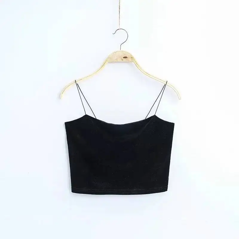 스파게티 스트랩 탱크탑 비트 숏 크롭 컬러 섹시 튜브탑 뷔스티에 브리프 베스트 티셔츠