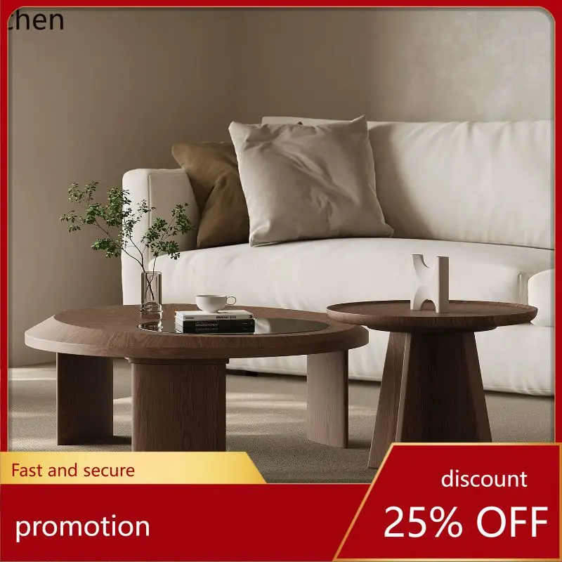 

YFY Walnut Tea Table Combination Round New Chinese Style Tea Table Living Room Household Small Apartment