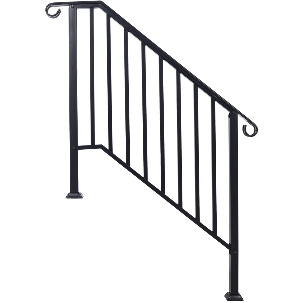 

Handrails for Outdoor Steps, Fit 3 or 4 Steps Outdoor Stair Railing, Picket#3 Wrought Iron Handrail, Flexible Porch Railing, Bla