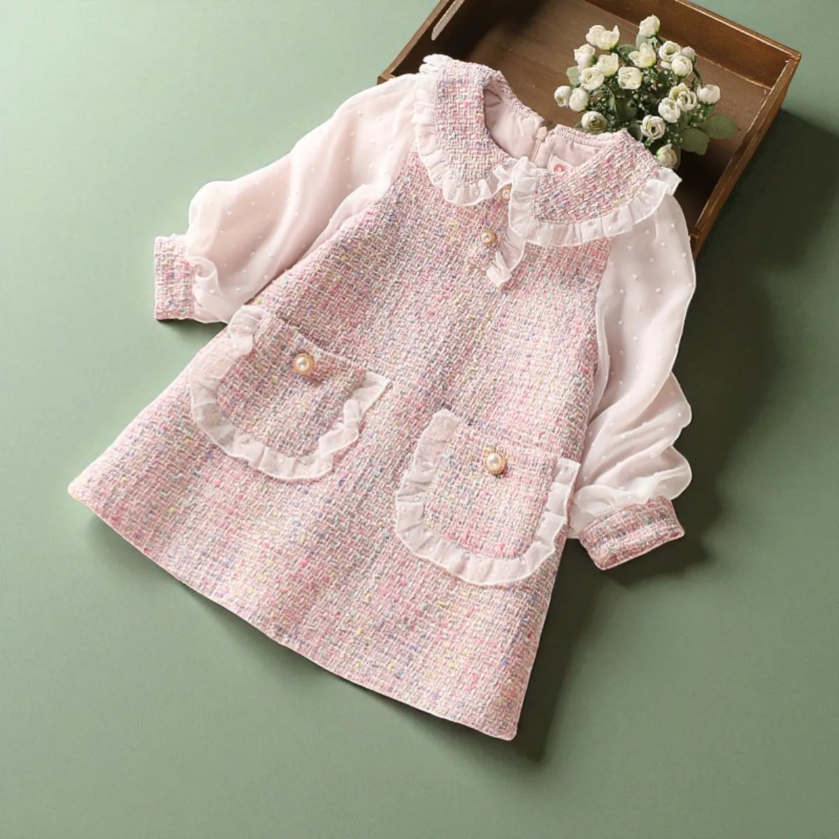 Cute Baby Girls Dresses Spring Autumn Puffle Sleeve Kids Princess Clothes  Plaid Doll Collar Party Teens Wear for 6 8 10 12 Years - AliExpress 1501