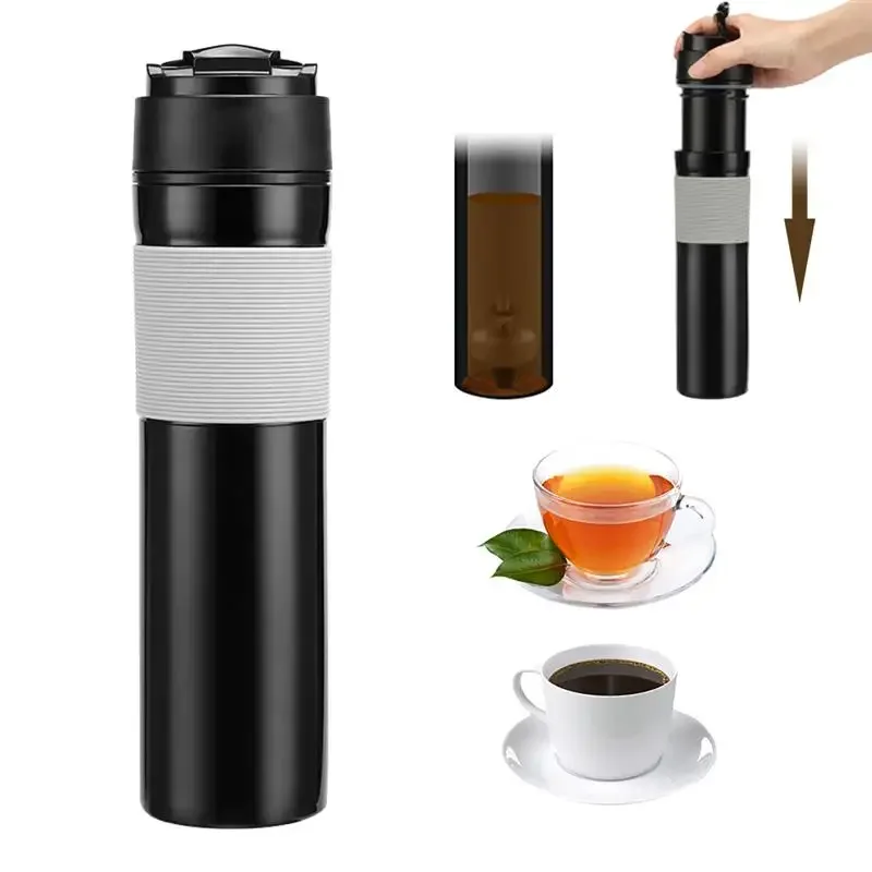 Portable French Press Coffee Maker Travel Mug Manual Patent Plunger Double Wall Filtration Water Isolation Tea Coffee Cup Gift