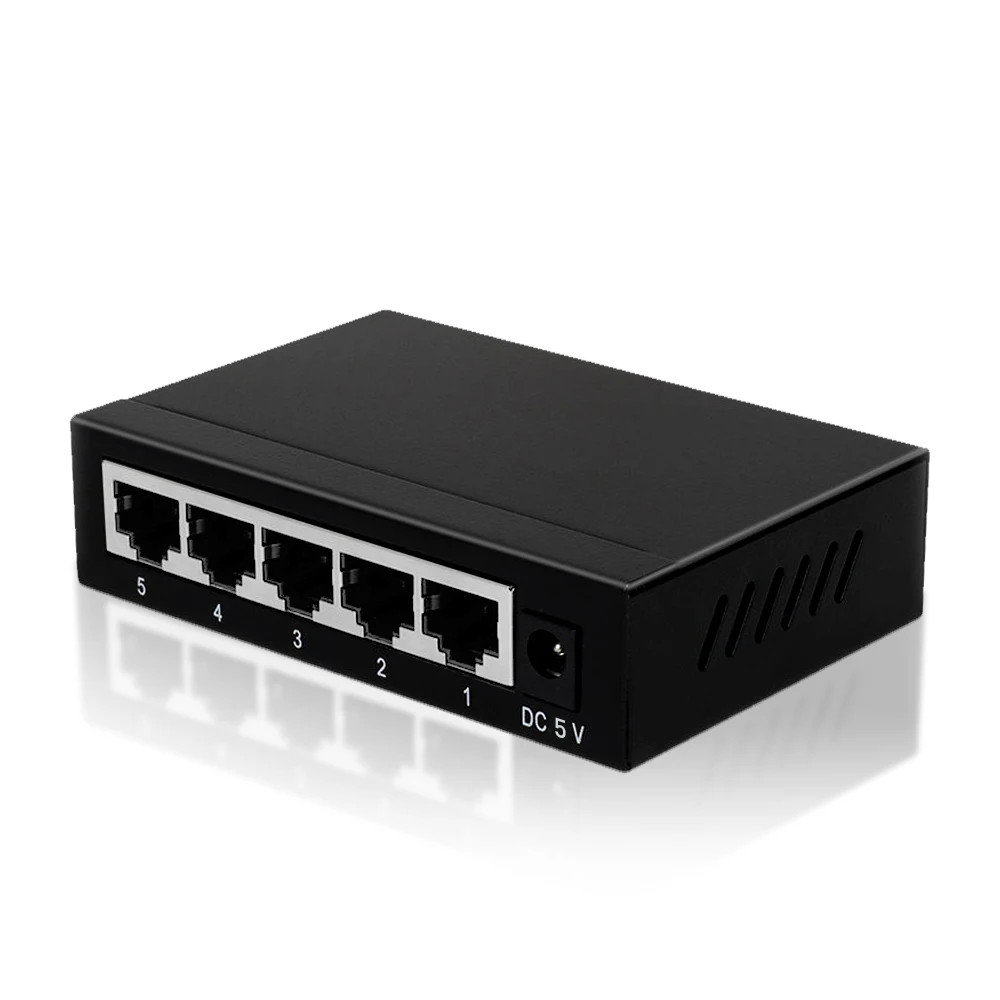 ZoeRax 5-Port-Gigabit-Ethernet-Switch, 10/100/1000 Mbit/s, RJ45-LAN-Splitter, Hochgeschwindigkeits-stabiler Netzwerk-Hub für IP-Kameras im Home Office