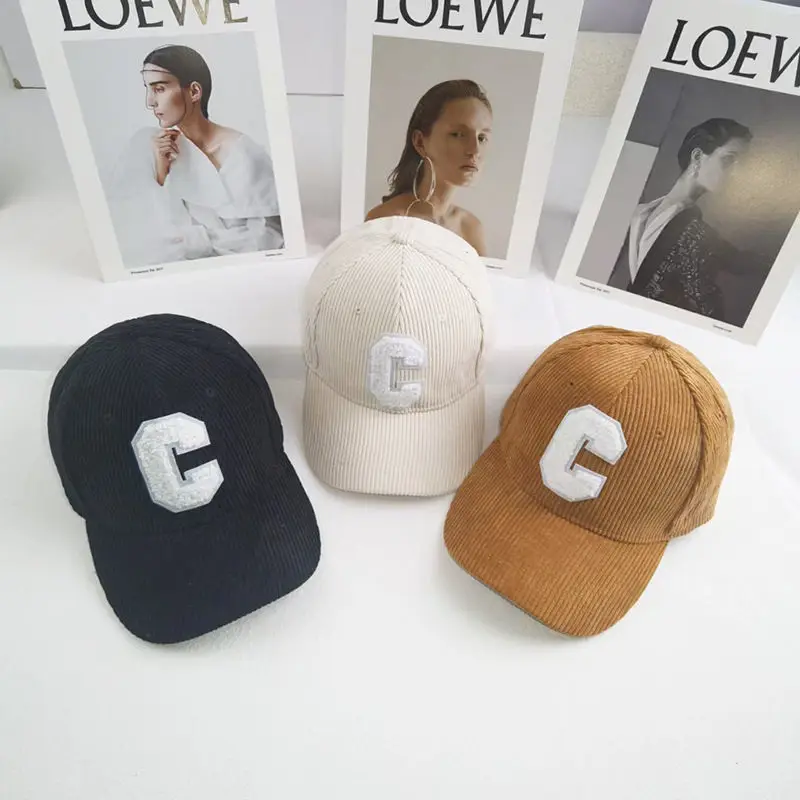 Fashion Corduroy Baseball Cap Ladies Letter C Snapback Hat Women Shopping Dress Up Adjustable Casual Caps Hip Hop Hats 2022 New