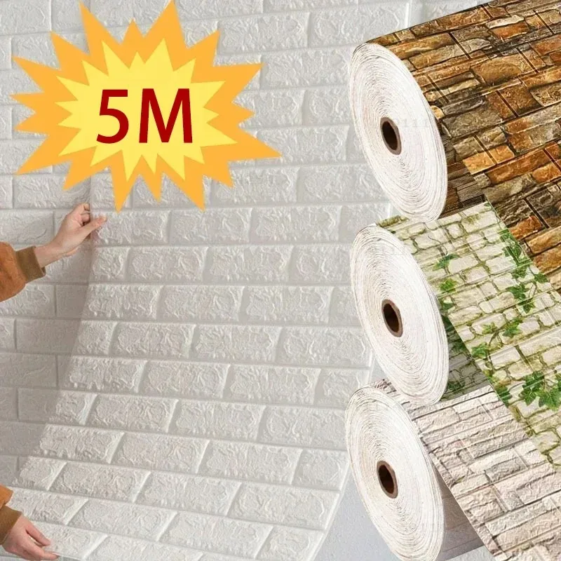 

70 см * 5 м 3D самоклеящиеся обои непрерывные водонепроницаемые наклейки на кирпичную стену гостиная спальня наклейки на стену украшение дома
