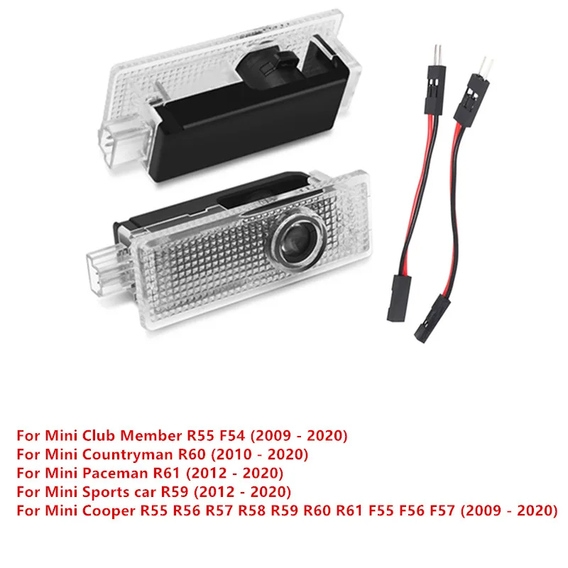 2X luz LED proyector de puerta de coche luces de bienvenida para Mini Cooper Works R55 R56 R50 R53 R60 R61 F54 F55 F56 F60 accesorios de coche