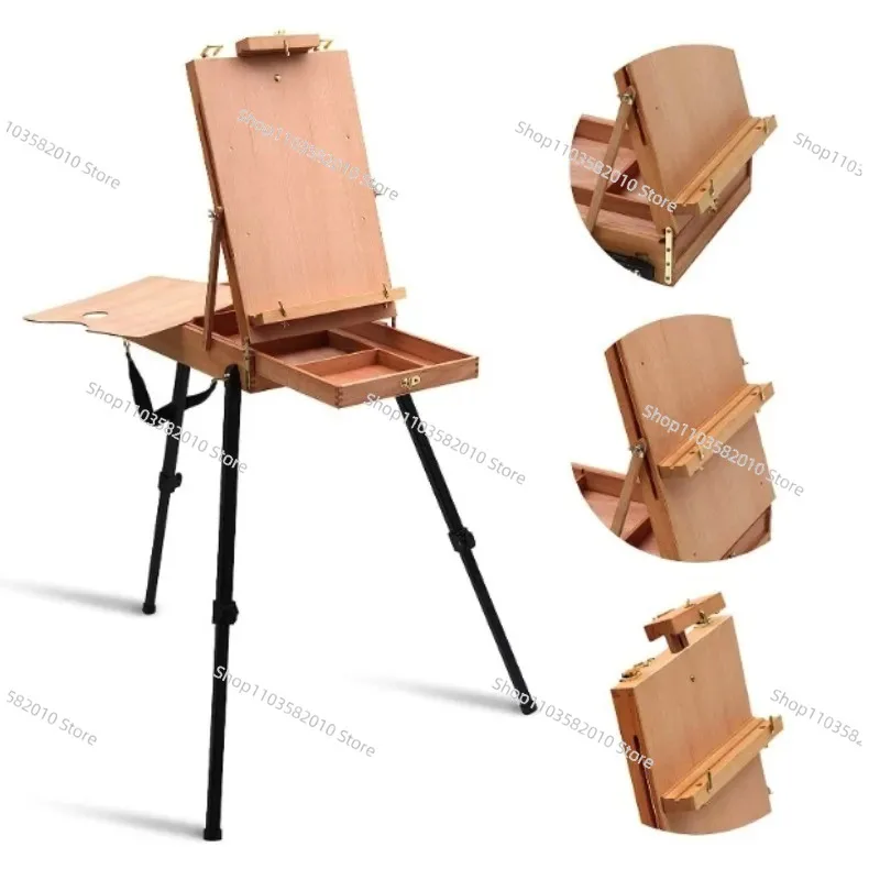 

Wooden Desktop Sketch Box Easel, Portable Artist Drawing Table for Painting and Art