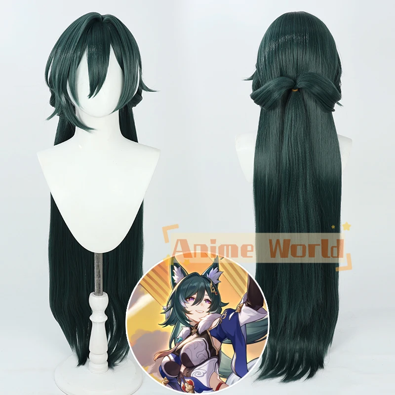 

Game Honkai Star Rail Yukong Cosplay Wig 100cm Long Dark Green Heat Resistant Synthetic Hair Halloween Party Role Play Carnival