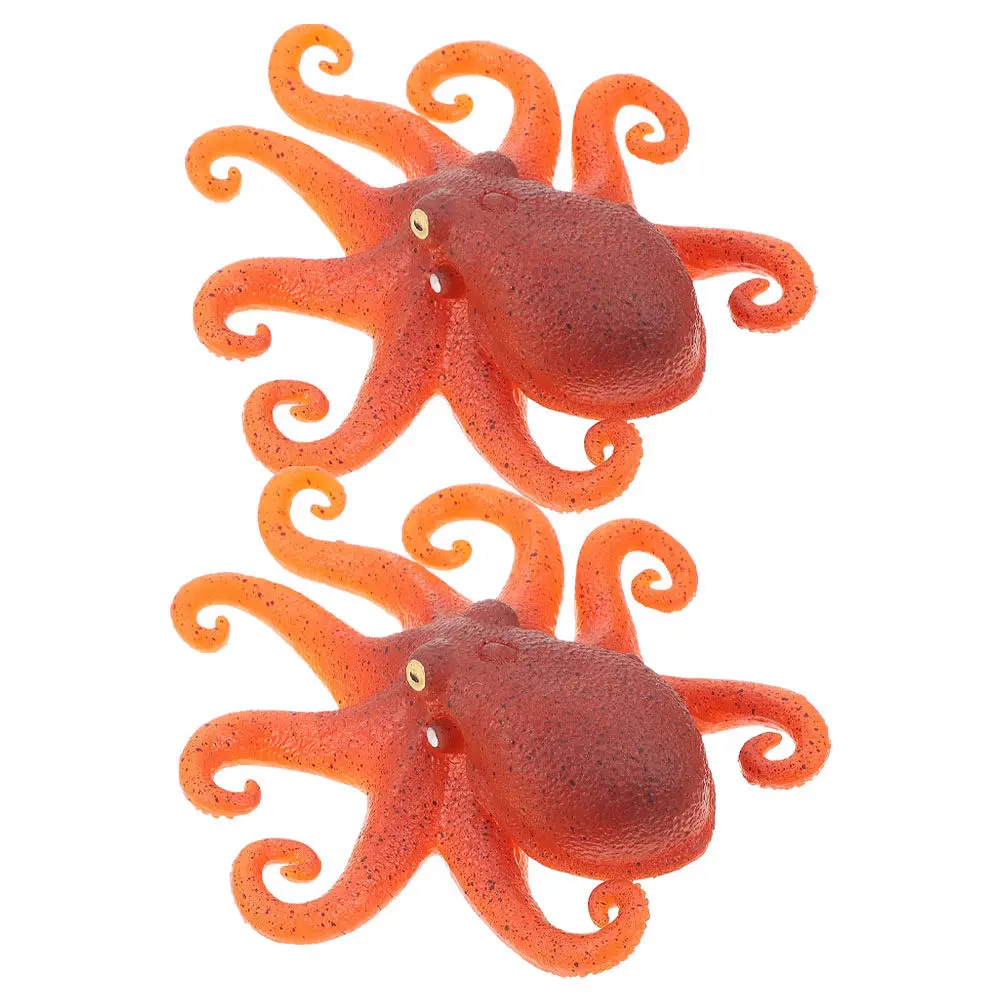 2Pcs Lifelike Simulated Octopus Statue Plastic Animal Figure for Nursery Desk Decor Marine Theme Room Decoration Animal