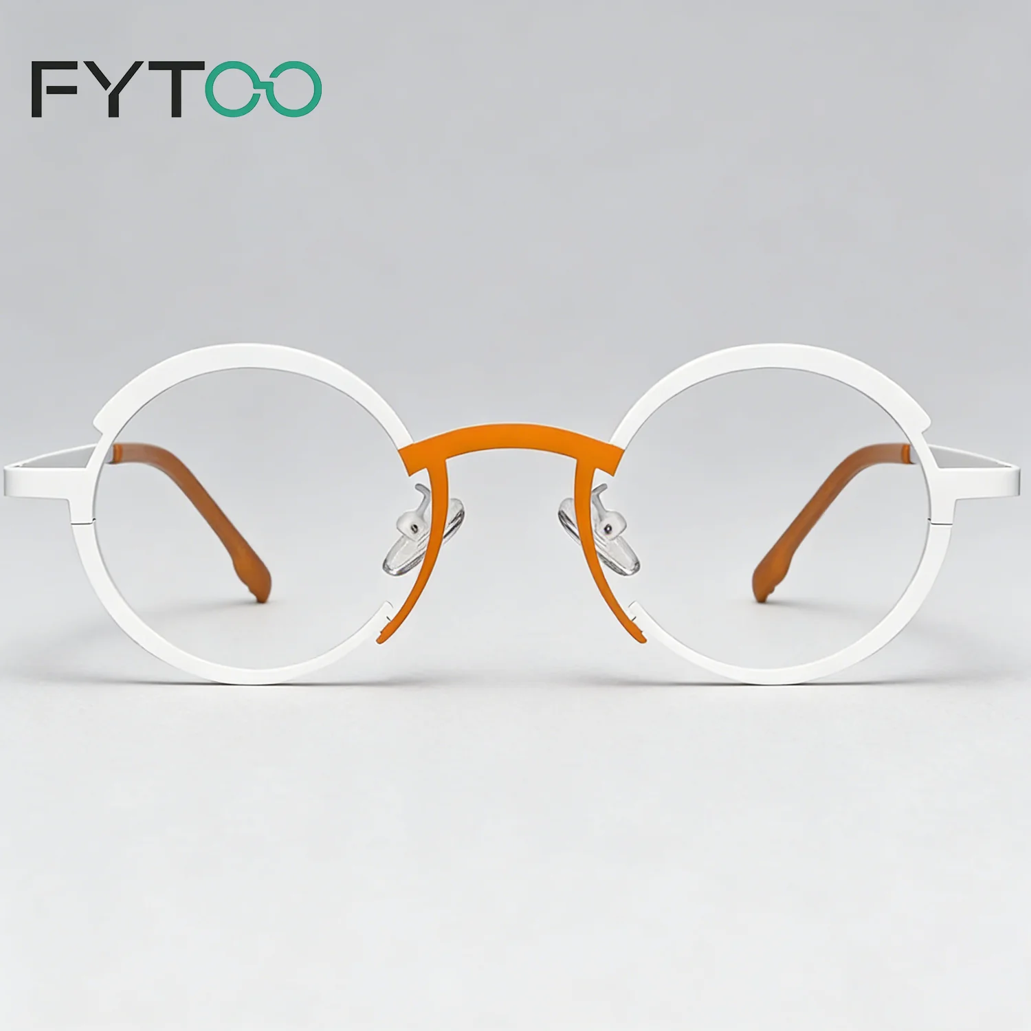 

Оправы для очков FYTOO из титана, ультралегкие, 13,2 г, двухцветные, круглые, с полной оправой, для повседневной носки и модного образа, H85773-C5