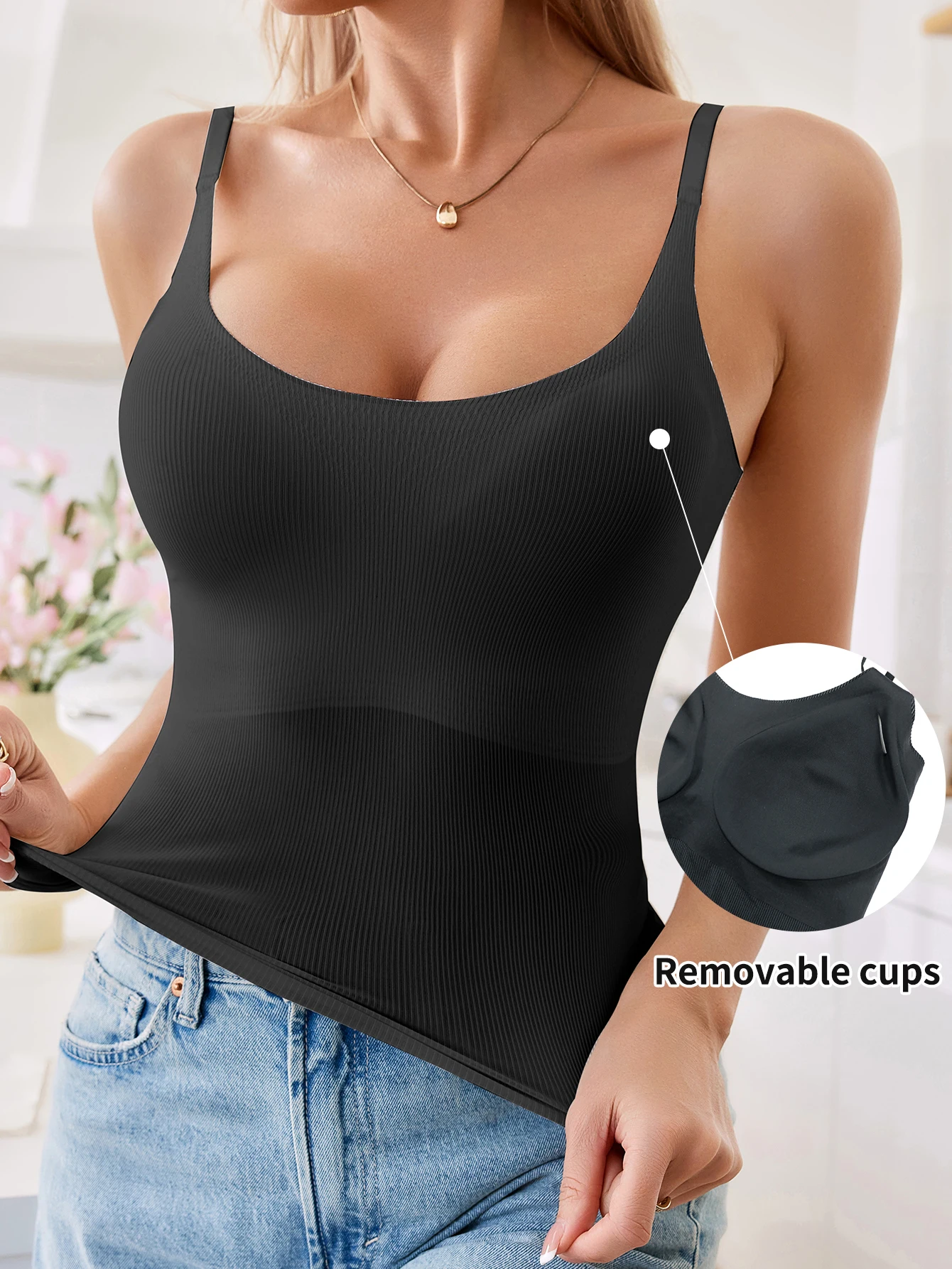 Girl\'S V-Vest, Loose And Comfortable, With Small Straps And Built-In Bra Chest Pads, Breathable Vest
