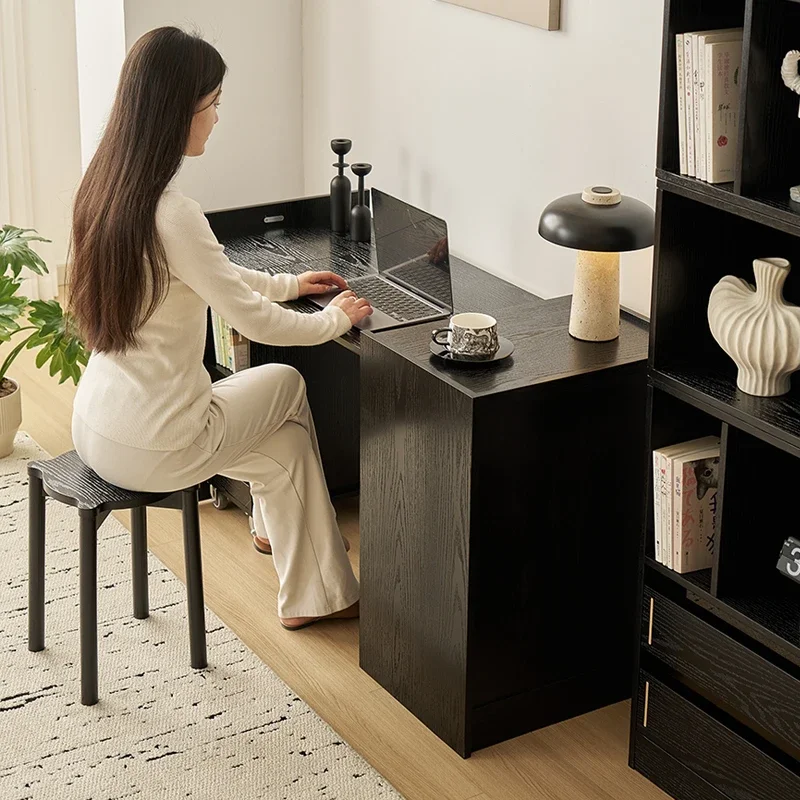Solid wood folding desk bookcase integrated small apartment household computer desk bedroom dressing table study desk