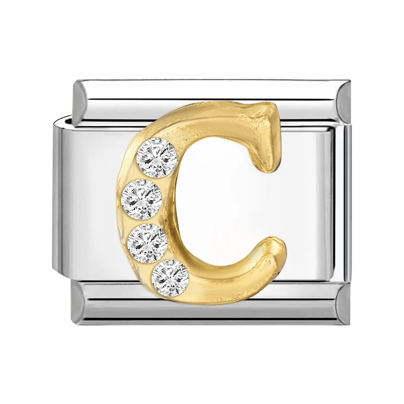 1 Stück 304 Edelstahl Italienische Charm-Anhänger 26 Englische Buchstaben Passend für 9mm DIY Armband Schmuckherstellung 10mm x 9mm Personalisiert – Detail 15