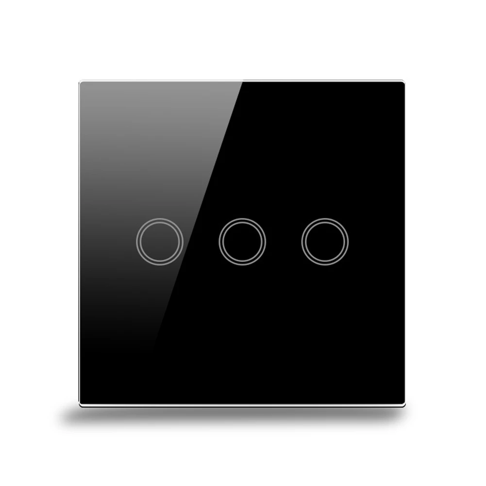 3-Gang Touch Control LED Lamp Switch Capacitive Touch Technology Fire-retardant Material Accessory 86mmX86mmX35mm
