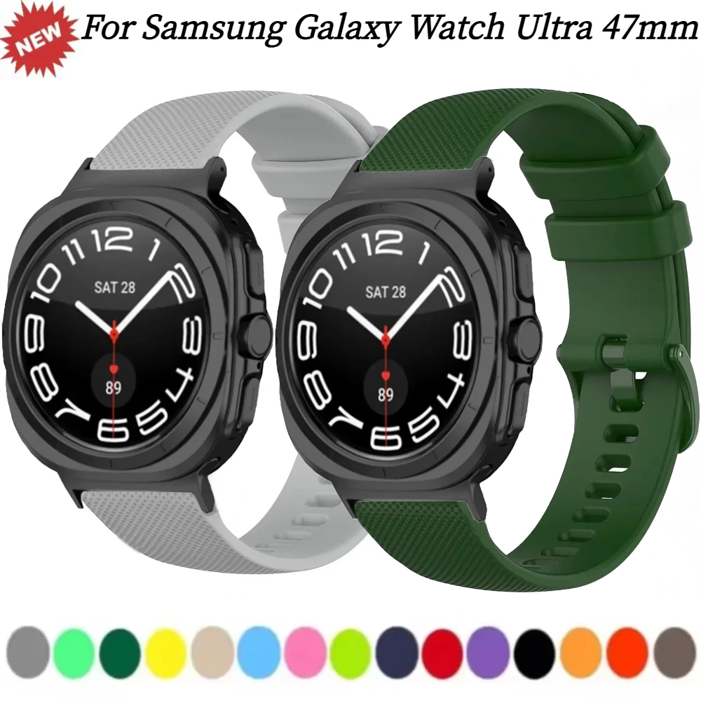 สายรัดซิลิโคนกีฬาสําหรับ Samsung Galaxy Watch Ultra 47 มม.สายรัดข้อมือสําหรับ Samsung Watch 7 Ultra 47 มม.เข็มขัดอุปกรณ์เสริม