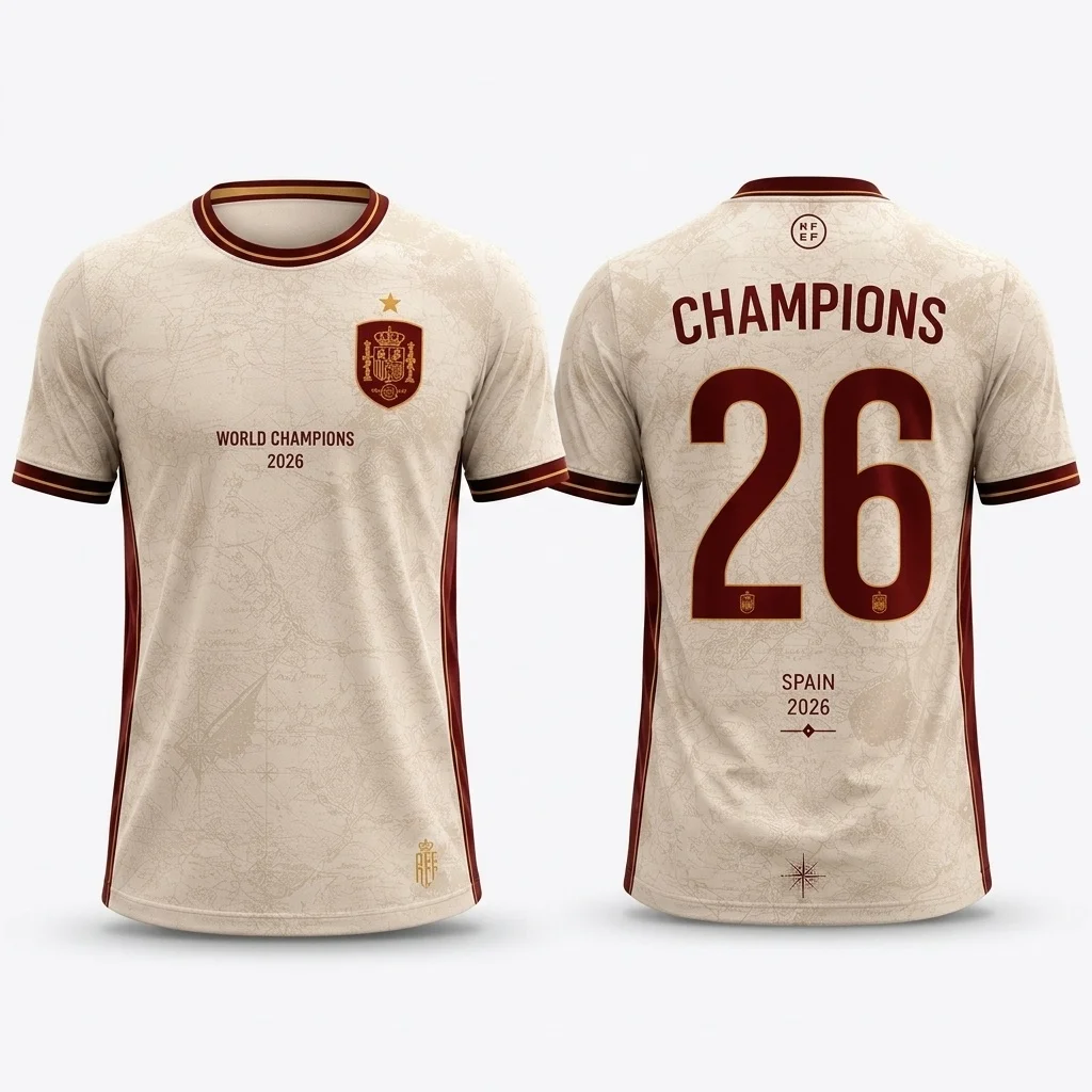 Spanien 2026 Fußball-WM-Trikot für Herren und Damen, Sommer-Sport-T-Shirt, schnelltrocknend, Streetwear, Eltern-Kind-Kleidung – Detail 1