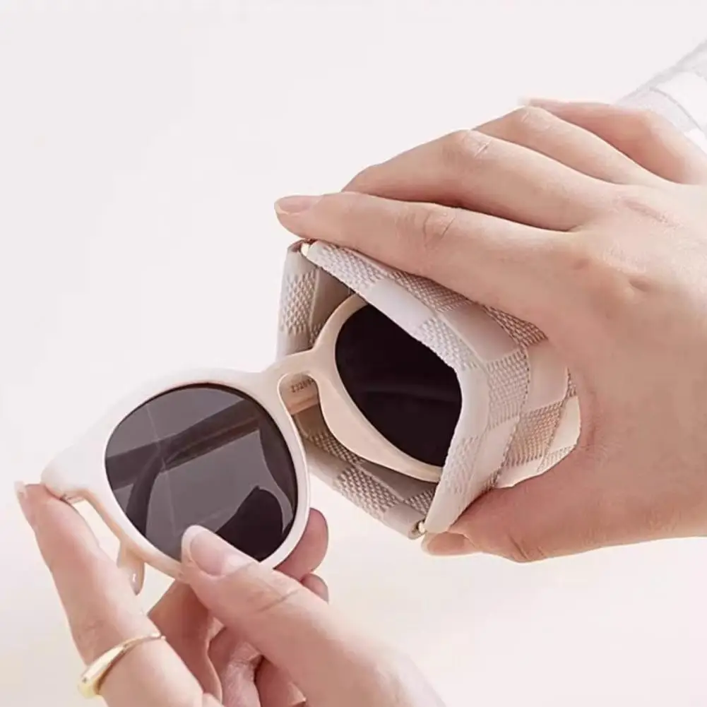 Portable Faux Leather Case Fashion Faux Leather Sunglasses Eyeglass Organizer Bag for Women Men Portable Travel for Myopia