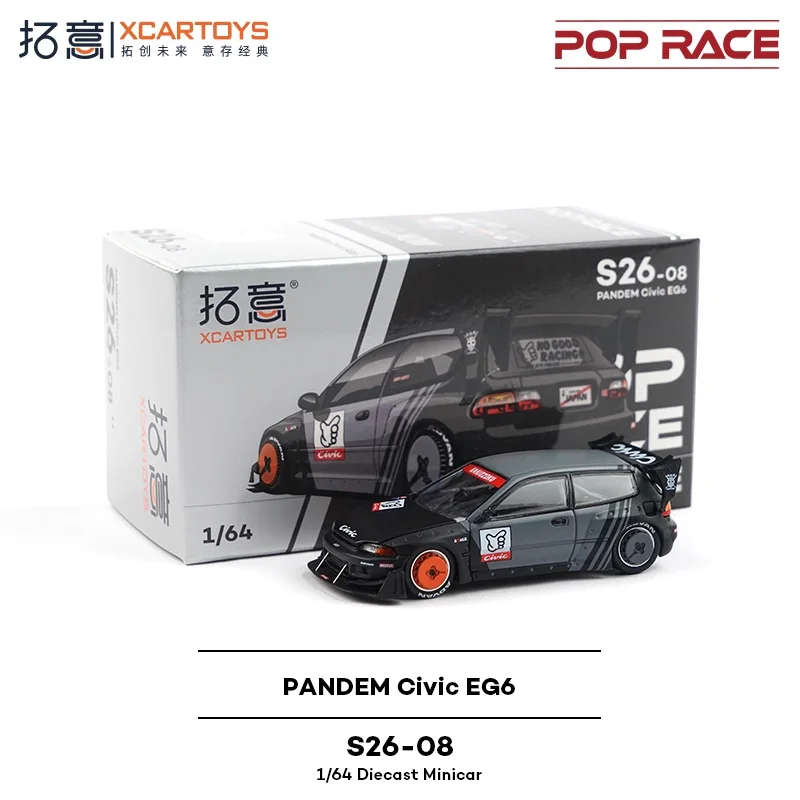 

Xcartoys x POP RACE 1:64 PANDEM EG6 - Литая под давлением модель коллекционной машины KANJOZUKU Black