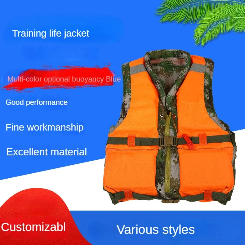 Red and Blue 87 Style Camouflage Life Jacket Printed with Words for Flood Prevention and Rescue Training Life Jacket