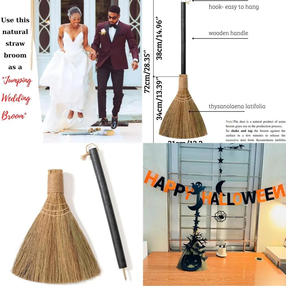 

Traditional Vietnamese Straw Broom - 12.2 Wide, 28.35 Long, Ideal for Wedding Leap & Halloween Decor