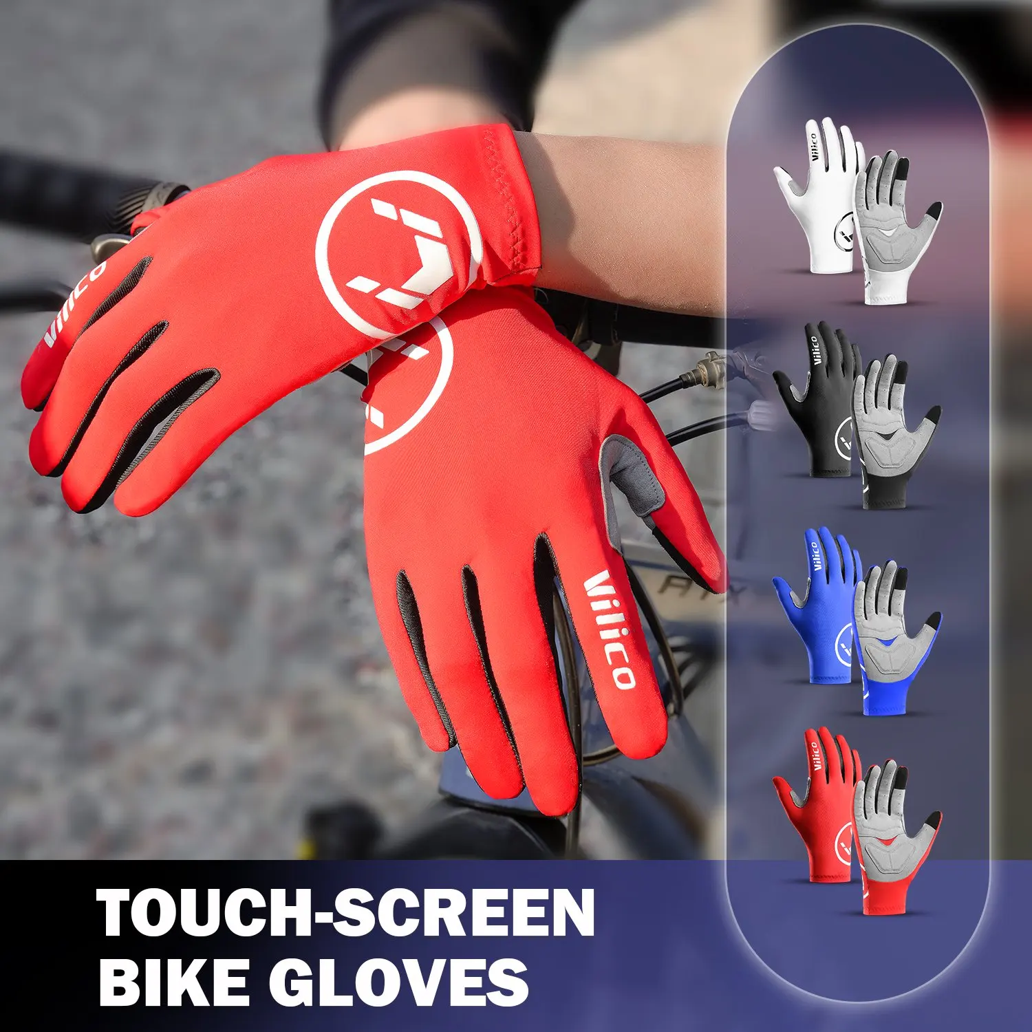 Outdoor Touch-screen Nicht-slip Voll Finger Radfahren Handschuhe Silikon Wandern Klettern Männer Frauen Dünne Radfahren Handschuhe