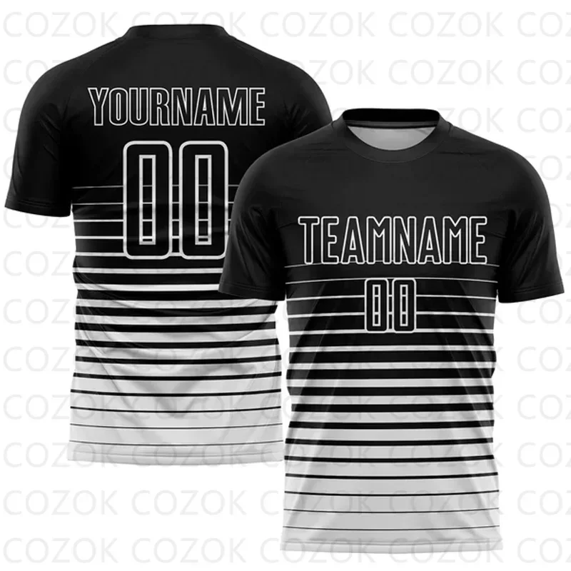 

Customized Stripe Football Jerseys for Men Unisex Football Short Sleeves Athletic Tee Shirts