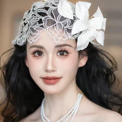 Vintage Republic style handmade flower hat, lace headpiece, French style temperament, bride shape, wedding dress, studio accesso