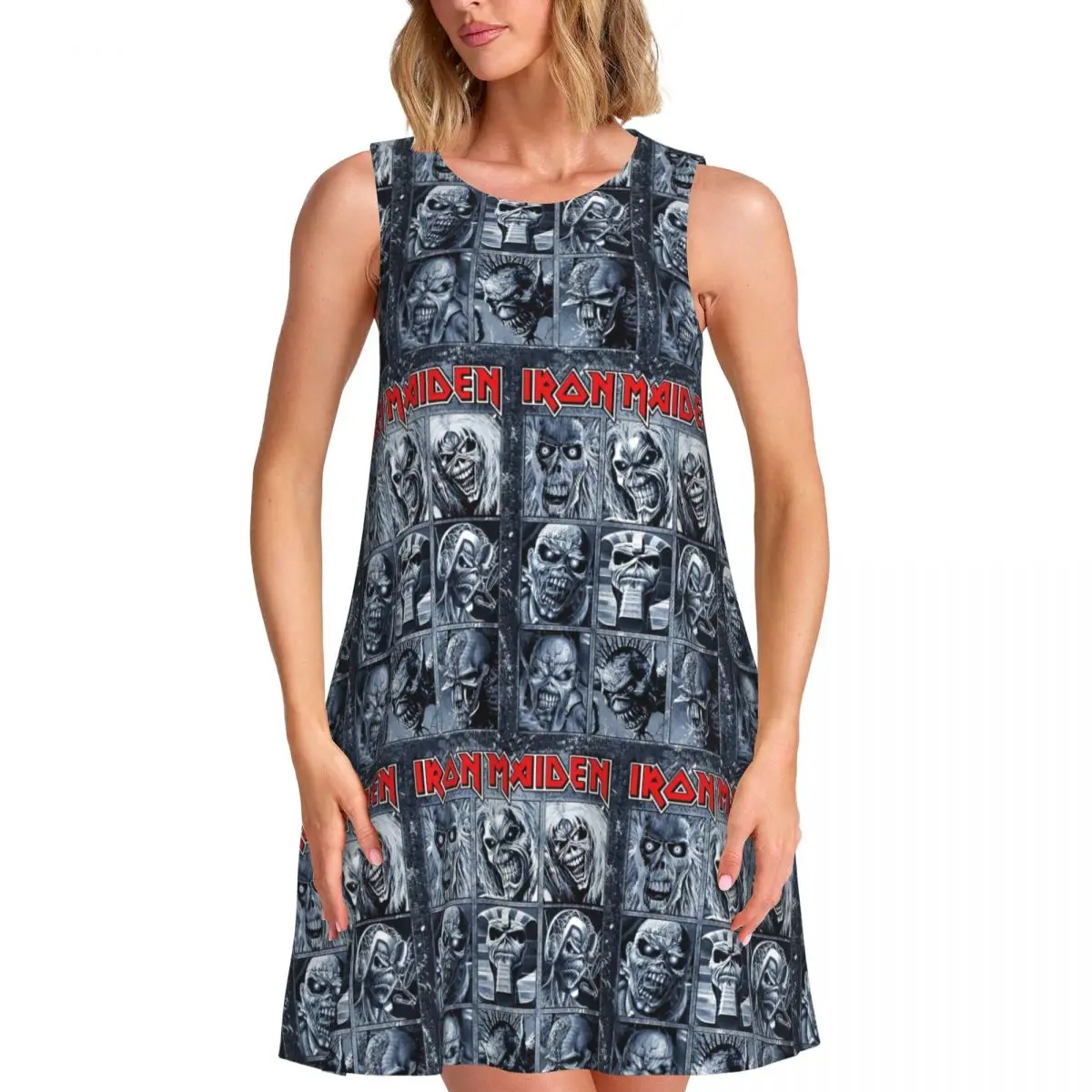 

Custom Trends International I-Irons Women's Sleeveless Dress 3D Print For Vacations Travels Sleeveless Beach Dresses Dress