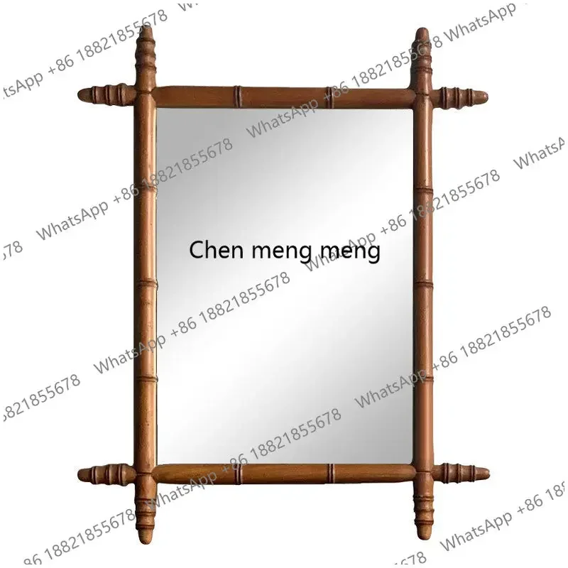 M183 Chinese retro bathroom mirror wall hanging porch fireplace bamboo decorative mirror Nordic makeup mirror