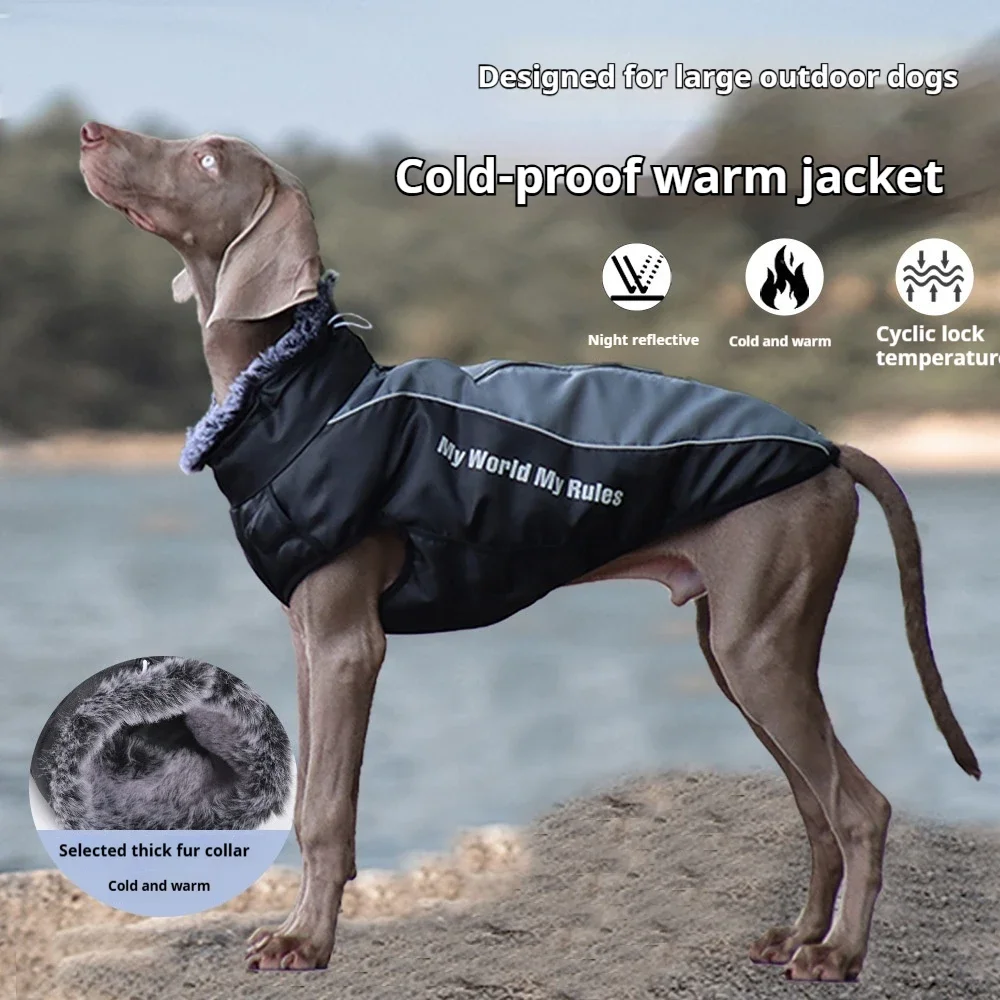 

Pet Dog Clothes Autumn and Winter New Warm Reflective Big Dog Jacket Thickened Dog Cotton Clothing Pet Clothing