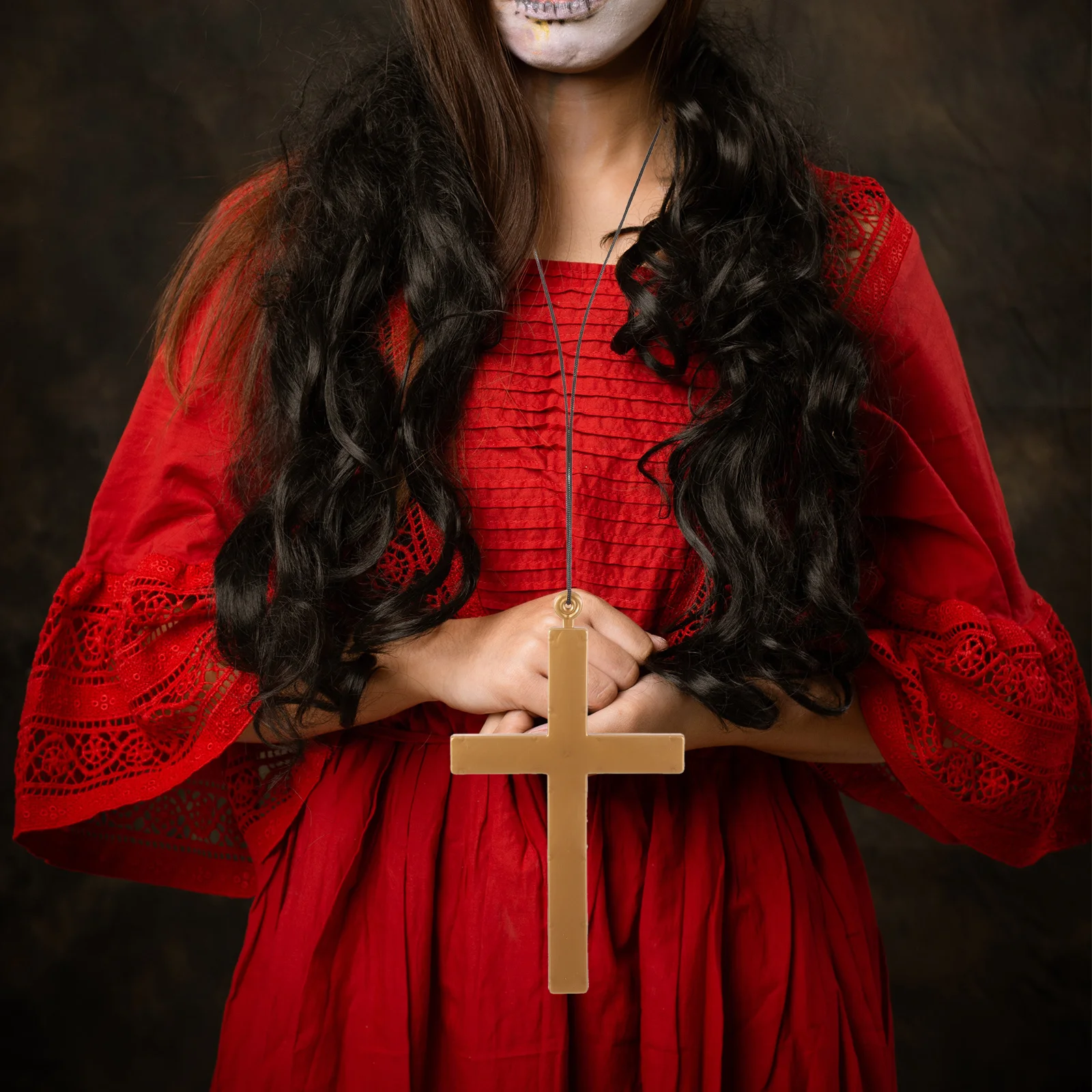 

1Set Nun Costume Accessories Thick Creative High Knee Stockings Gloves Cross Pendant Necklace Themed Party Cosplay