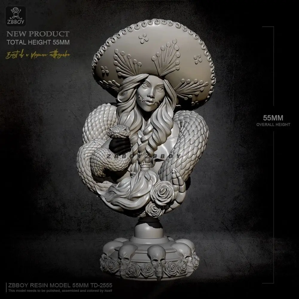 h55mm-la-charra-busto-da-mulher-cobra-soldado-de-resina-modelo-branco-montagem-modelo-3d-impresso-diy-pintura-estatuetas-miniaturas